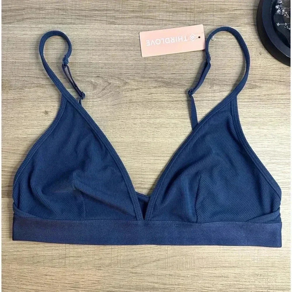 Third Love Wonder Rib Triangle Bralette navy size medium - Picture 1 of 4